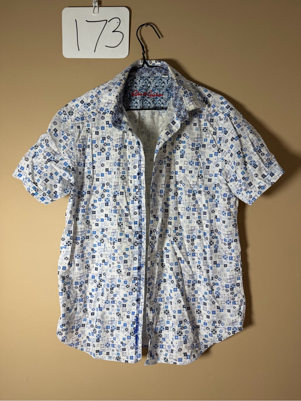 Robert Graham White & Blue Short-Sleeve Printed Button-Down Shirt